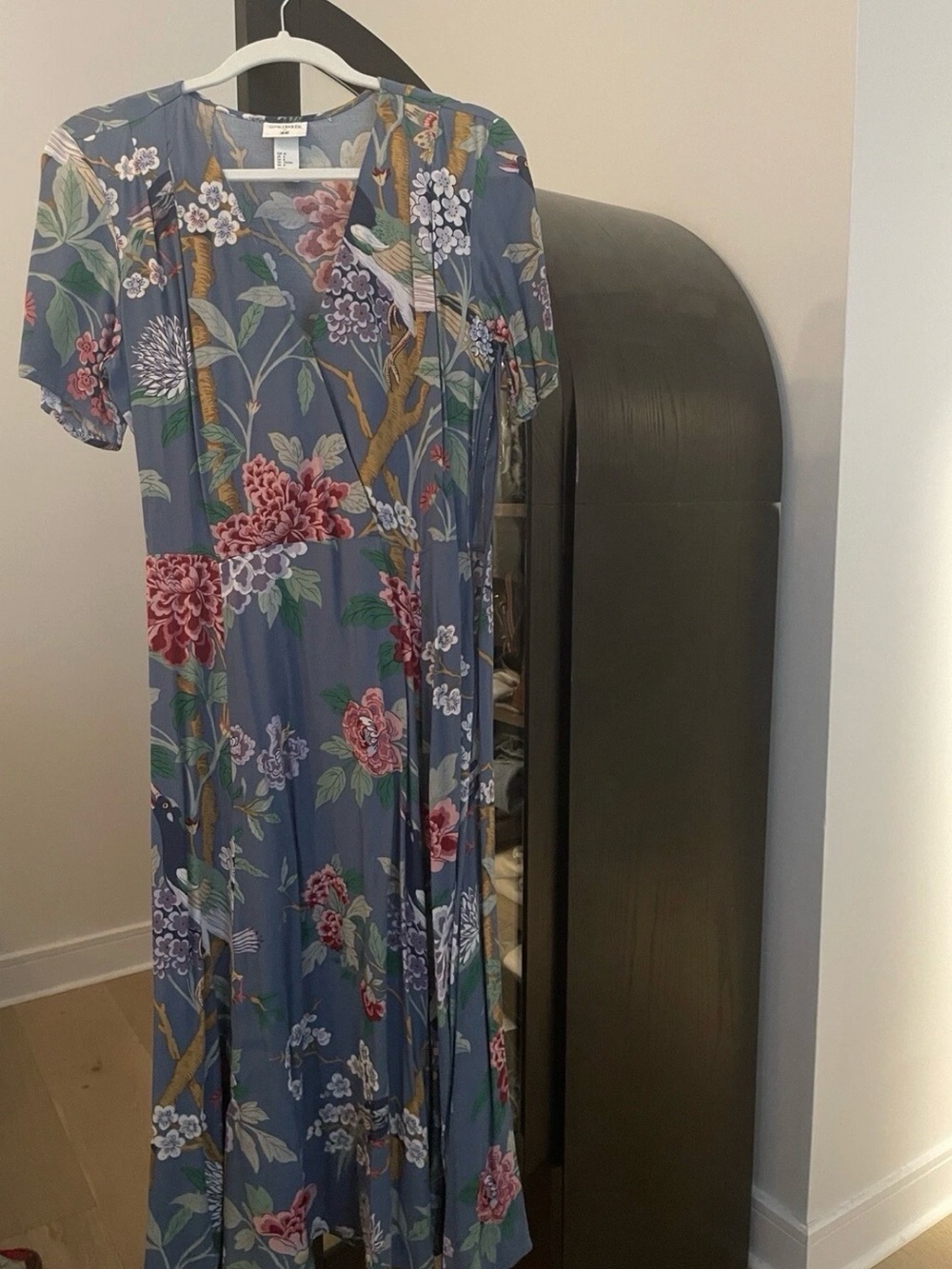 H&M Blue Floral Maxi Dress with Pink & Green Botanicals